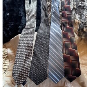 Lot 4 Designer Silk Tie Romario Manzini Christian Dumas Concept Claiborn Vintage